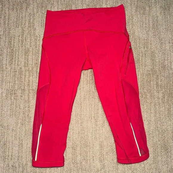 Lululemon Women's Sun Runner Crop 17" Inseam Fuchsia Pink Size 4 Leggings - Picture 2 of 13